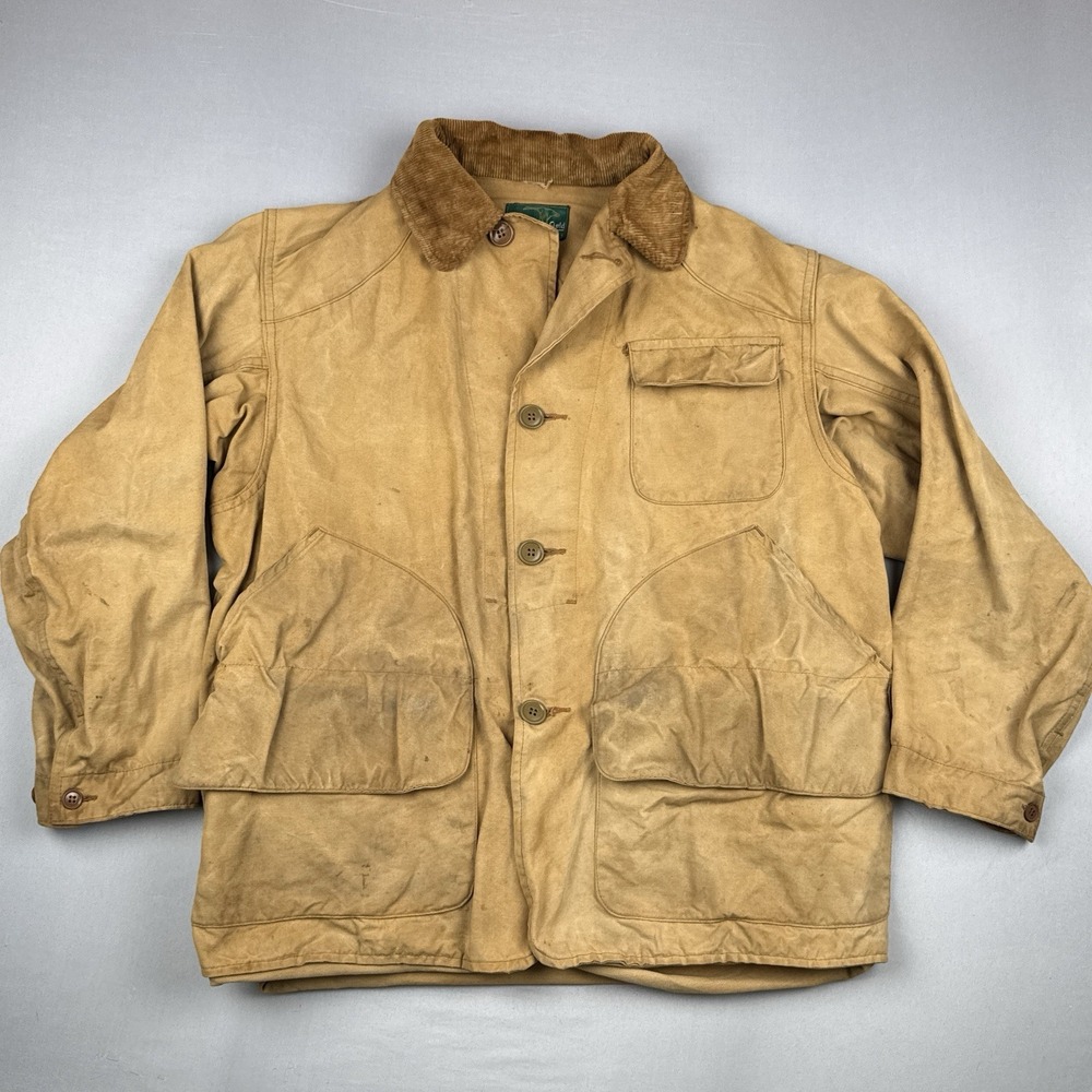 Western Field Montgomery Ward Hunting Jacket Vintage 50s Canvas Distressed L